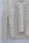 SWAYING 24 Autumn and Winter Wool Hollow V-neck Pullover SW-SW24AW1T56-BAI White